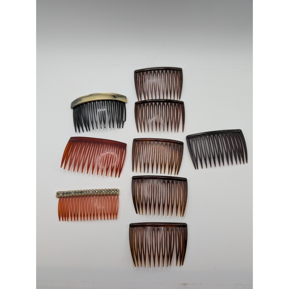 Vintage Goody Mini Hair Combs Side Pin Brown Marble Tortoise 2" USA - Picture 4 of 16